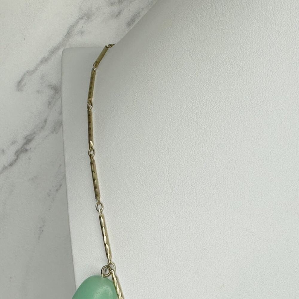 Chico's Teal Green Charm Dangle Gold Tone Necklace ✨ - Picture 7 of 11